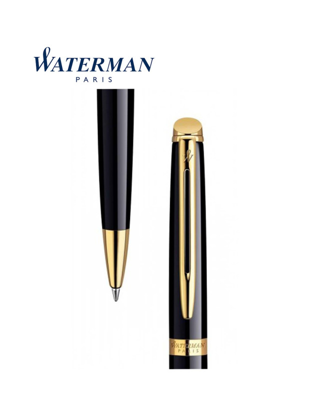 WATERMAN HEMISPHERE Black Lacquer Gold Trim Ballpoint Pen