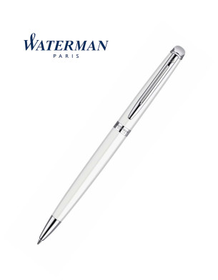WATERMAN HEMISPERE White Lacquer Chrome Trim Ballpoint Pen