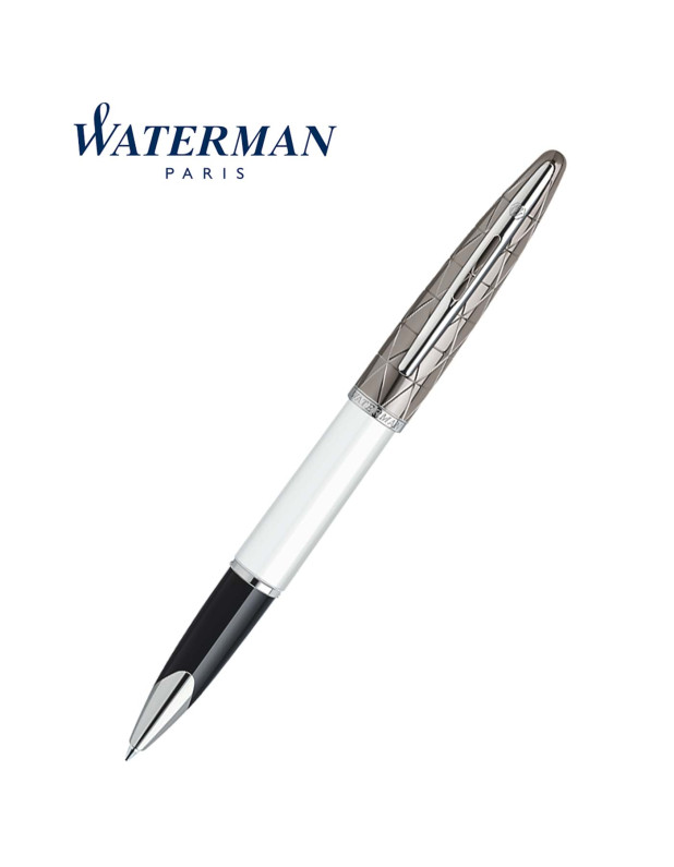 WATERMAN Carene Contemporary White and Gunmetal Rollerball Pen 