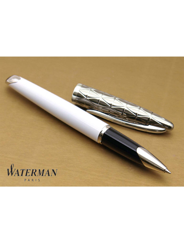 WATERMAN Carene Contemporary White and Gunmetal Rollerball Pen 